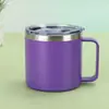 Taza de Acero Inoxidable 304 con Aislamiento al Vacío de 14 oz, Color Sólido Simple, Estilo Americano, Taza de Café con Asa, Transfronteriza