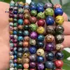 4/6/8/10mm Contas de Pedra Coloridas Salpicadas Contas Redondas Acessórios para Joias DIY Fabricação de Pulseira Produtos Semi-Acabados Atacado