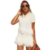 Comercio Exterior Ropa de Mujer 2025 Traje de Moda Minifalda de Cintura Alta con Adorno de Flecos Falda de Punto a Cuadros Estilo Casual Cómodo