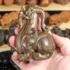 Ornamentos de Escultura em Madeira de Agarwood, Madeira Maciça Finamente Esculpida com Animais Auspiciosos, Artesanato Pixiu do Período dos Reinos Combatentes, Presentes Feitos à Mão, Ornamentos de Mesa