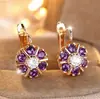 Brincos de Flor de Diamante Branco Zircônia e Flor de Safira com Núcleo de Diamante Europeus e Americanos de Luxo Mais Vendidos Elegantes Versáteis de Alta Qualidade