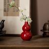 Jarrón de Calabaza de Cerámica Roja Recipiente Pequeño de Flor Roja Decoración del Hogar Adorno de la Fortuna Estilo Chino Adorno de Mesa de Té