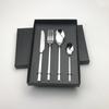 Conjunto de Talheres de Aço Inoxidável 4 Peças, Garfo e Colher 410 Knight, Caixa de Presente com Logo a Laser, Talheres Ocidentais Casuais