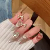 Aretes de Tachuela con Lazo de Pedrería Completa Estilo Lujo Francés Pequeño Zirconia Brillante Exquisita Dulce Fresca Accesorios para Pendientes Atmósfera Suave