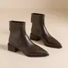 Botines Chelsea 2026 Punta Fina Botines Cortos para Tobillo Botas Adelgazantes Tacón Grueso Botines Cortos Moda Femenina Otoño Estilo Coreano Cremallera Trasera Pequeño