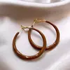 Brincos Âmbar Maillard Coreanos Resina Esmalte Manchas Gota de Óleo Brincos Moda Retrô Versátil Simples