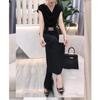 9396 Da Aimeiyuan Verano 2025 Nuevo Traje de Moda Coreana Cuello Alto Camisa Slim Pantalones de Pierna Ancha para Mujer