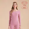 Conjunto de Ropa Interior Térmica de Otoño con Cuello Medio para Mujer, Algodón Puro, Delgado, Amigable con la Piel, Transpirable, Capa Base Ajustada, Ropa Interior Cálida para Mujer