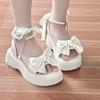 Sandalias de Vacaciones de Princesa Estilo Coreano para Mujer Verano 2025 Nuevo Lazo Suela Gruesa Estilo Hada con Falda Zapatos Romanos