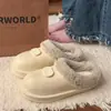 Chinelos de algodão impermeáveis para homens, estilo casal de desenhos animados, antiderrapantes, forrados com fleece, espessados para aquecimento, com calcanhar fechado, adequados para homens e mulheres, e podem ser usados ao ar livre