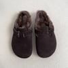 Zapatos Birkenstock Retro de Lana con Suela Gruesa Invierno Pantuflas Birkenstock Peludas para Dedos Forradas de Lana para Mujer Otoño e Invierno Ropa de Exterior Nuevo Estilo 2025