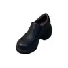 Mocasines de Plataforma para Mujer, Slip-On Puntera Redonda Zapatos de Cuero Retro, Zapatos Individuales Versátiles que Aumentan la Altura Sin Cansar los Pies