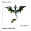 Nova Broche de Dragão de Piso Esmaltado de Alto Padrão com Gotejamento de Óleo, Broche de Dragão Ocidental Dominador e Poderoso, Acessórios para Casaco Masculino e Feminino
