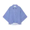 Nueva ropa de otoño para mujer: camisa de cuadros de corte holgado con cuello de solapa, mangas tres cuartos y botones laterales asimétricos