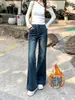 Calça jeans flare de cintura alta e perna reta estilo coreano para mulheres, novo modelo outono 2026, calça pantalona que emagrece e tem bom caimento, comprimento até o chão, para baixinhas