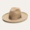 Sombrero de Fieltro de Lana Color Camello con Cinta de Lazo para Otoño e Invierno, Sombrero Estilo Jazz para Salidas y Sesiones de Fotos, Sombrero Versátil