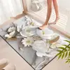 Alfombra Decorativa de Entrada Floral Tridimensional de Tierra de Diatomeas, Absorbente de Agua, Resistente a la Suciedad, Antideslizante