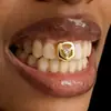 Acessórios Hip-Hop Coração Zircônia Dente Único Folheado a Ouro Cravação de Três Garras Coração Rap Girl Doce Cool Acessórios Atacado Exclusivo Transfronteiriço