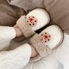 Pantufas Divertidas de Biscoito com Nariz Vermelho para Mulheres de Inverno, Pantufas Fofinhas e Quentes Menininhas, Pantufas de Algodão Aconchegantes para Casa, Modernas