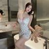 Lingerie Sexy, Cheongsam Retrô, Camisola de Renda Puro Desejo, Saia Justa ao Corpo, Vestido de Empregada, Conjunto de Caixa Surpresa Qqny