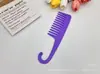 Peine Grueso Colorido Grande Curvo para Cabello Largo, Peine de Dientes Anchos, Peine Curvo con Gancho Mate, Gancho Portátil, Superventas Transfronterizo