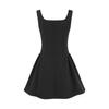 L25174-25 Vestido de tirantes cuadrado retro americano para niñas, cintura ajustada, falda de línea A plisada