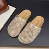 Zapatillas de Media Punta sin Talón de Malla con Pedrería Jx para Mujer, Moda de Verano para Exteriores, Pantuflas Perezosas Caladas, Chanclas de Playa