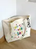 Bolsa de lona estilo ins para cachorrinho infantil, estampa de estrela colorida, grande capacidade, bolsa de ombro único para aula, trajeto, bolsa de mão