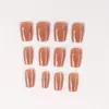 Uñas Sencillas Desmontables Estilo Ojo de Gato Cortas para Otoño e Invierno, Manicura Elegante y Aclarante, Uñas Postizas de Alta Gama Desmontables, Parches para Uñas Postizas