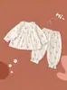 Outono e Inverno Novos Pijamas Infantis Roupas de Casa Conjunto Pai e Filho Menina Doce Fofo Renda Crianças Médias e Grandes Estilo Princesa