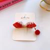 Accesorios para el cabello rojos de Año Nuevo estilo chino para niños, horquilla con borla de perlas de flor de mariposa estilo antiguo, tocado festivo para niña