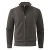 Jaqueta de tricô jacquard com gola alta para outono e inverno, comércio exterior transfronteiriço, jaqueta cardigã masculina com zíper e forro de fleece espesso
