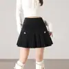 Falda Plisada Nueva Otoño e Invierno 2025 Falda de Cintura Alta para Mujer Elegante Delgada para Figuras Pequeñas Falda de Línea A