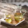 Tetera para uso doméstico con filtro, tetera Song estilo antiguo, juego de té, cafetera de té, transparente con tapa, asa colorida, tetera pequeña de mano
