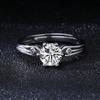 Transmisión en vivo Nuevo anillo de diamantes de imitación de moda para mujer, anillo clásico de seis garras, anillo de bodas de 1 quilate, anillo ajustable para pareja