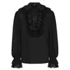 Ropa Nueva Estilo Primavera y Otoño 2026 Camisa Gótica Medieval para Hombre Capa Interior para Mujer Top de Color Sólido Manga Larga Ropa de Comercio Exterior