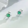 Pendientes de Plata de Ley S925 para Mujer, Cómodos y No Extraíbles, Incrustados con Circonita Esmeralda, Diseño de Cierre de Rosca Amigable con la Piel, Directo de la Fábrica Fuente