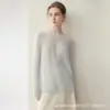 Novo estilo outono e inverno suéter de seda-caxemira gola redonda costela grossa, pulôver de cor sólida solto e moderno, camisa base de tricô