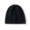 Chapéu de tricô jacquard vazado, novo estilo outono/inverno, 100% cashmere puro, quente e protege as orelhas, cor sólida, chapéu versátil