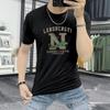 Camiseta Branca de Manga Curta com Gola Redonda Lan Sheng Yi Verão Nova Estampada com Letras Meia-manga Casual Moda Versátil Slim-fit