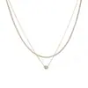 Collar de Acero Inoxidable con Baño de Oro de 18 Quilates y Circonita de Doble Capa, Moda de Lujo Ligero Aogu, Cadena para Clavícula Versátil de Gama Alta Única para Mujer