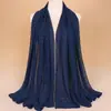 Artículo de Comercio Exterior de Alta Venta: Bufanda Larga Versátil de Gasa con Perlas, Cadena y Pedrería para Mujer, Elegante, Cómoda, Chal y Pañuelo de Cabeza Sencillos