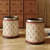 Cubo de Basura de Cuero Alto Valor Estético Hogareño Sala de Estar Lujo Ligero Gama Alta Estilo Americano Estilo Antiguo de Mediana Edad Cubo Sanitario Basura Grande para Dormitorio