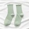 Meias de orelha de madeira femininas outono e inverno estilo coreano comprimento médio desodorante jk Meias de renda japonesa felpudas Meias femininas