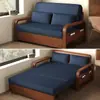 Sofá cama estilo chino retro, cama plegable multifuncional de doble uso para dos personas, sofá cama de cuero encerado al aceite para sala de estar, cama para siesta