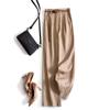 Pantalones de Pierna Ancha de Lino Tencel, Elegantes Pantalones de Lino de Verano, Ropa Nueva para el Trabajo, Delgados, Sueltos, de Cintura Alta, Pierna Recta para Mujer