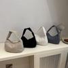 Bolso de hombro sencillo de color liso para mujer, otoño 2024, nuevo estilo coreano, informal, artístico, a rayas, de polar, portátil, para debajo del brazo, moderno