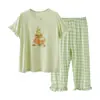 Conjunto de Pijama para Niñas, Estilo de Verano Delgado, Ropa de Casa de Seda Ecológica, Ropa de Aire Acondicionado con Dibujos de Tres Cuartos Clase A para Niños, Venta al por Mayor