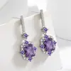 Pendientes de Borla con Circonita Púrpura de Diseño Nicho Estilo Coreano para Mujer, Pendientes de Moda de Lujo Accesible, Pendientes Exquisitos de Alta Gama