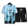Moda Masculina de Verão Nova Marca da Moda Terno de Seda Gelo Ins Casual Verão Versátil Camiseta Masculina Juvenil Solta